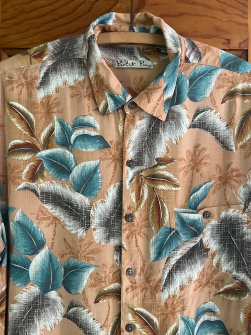 VINTAGE  Batik Bay Hawaiian Tropical Print SHRT SLV  Aloha Shirt Men's Large